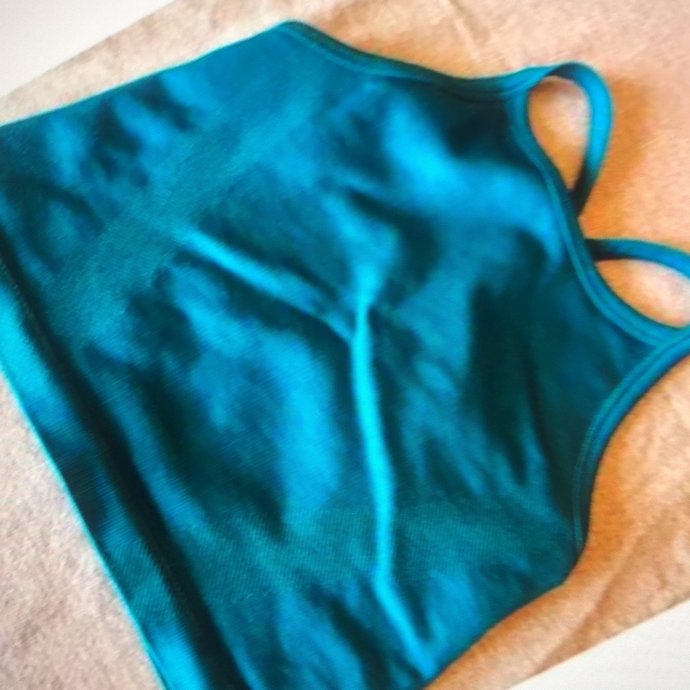 Teal racer blue girls tank top - Picture 2 of 4